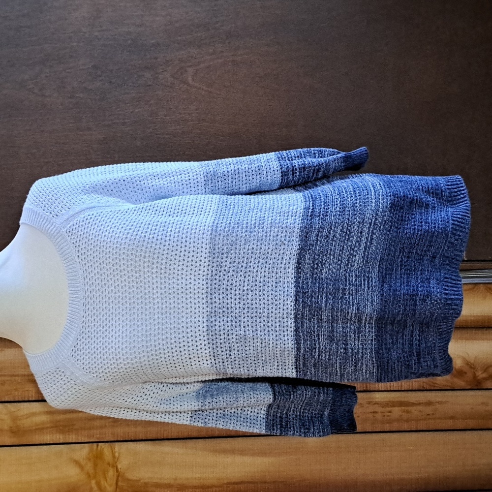 Women's Blue Gradient Sweater, Tribal.  Size L